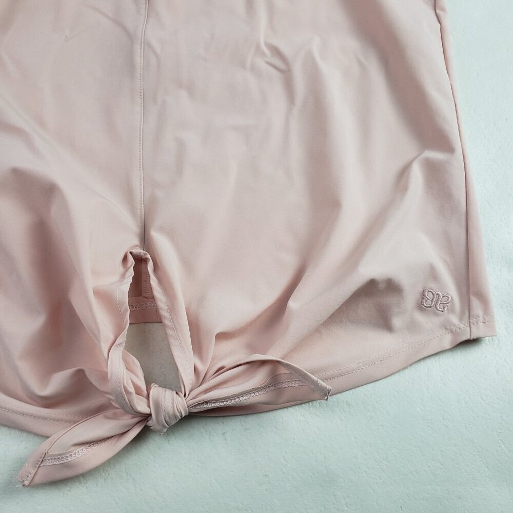 Albion Tie Front Nylon Top Womens XS Blush Pink Short Sleeve Quick Dry Shirt - Picture 3 of 10